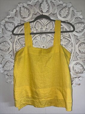 Pure DKNY Bright Yellow Square-Neck Linen Tank Top